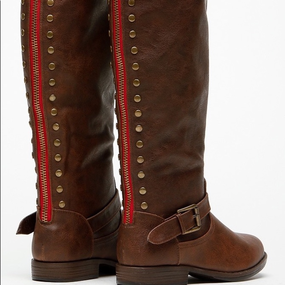 Brown Leather Knee High Boots